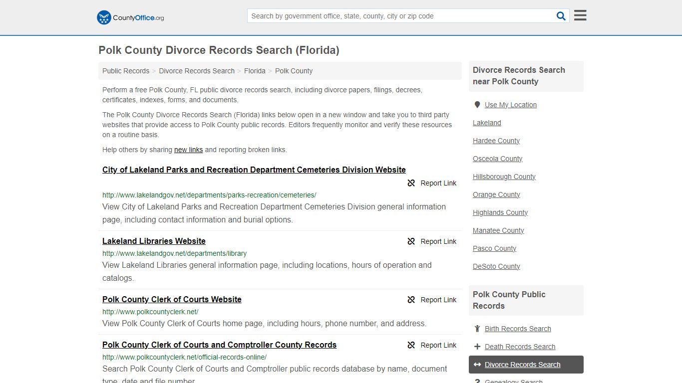 Polk County Divorce Records Search (Florida) - County Office